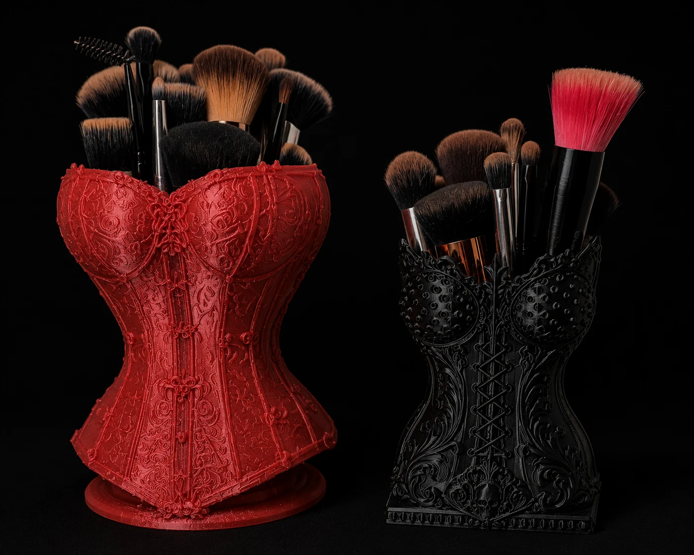 3D printed corset brush holders